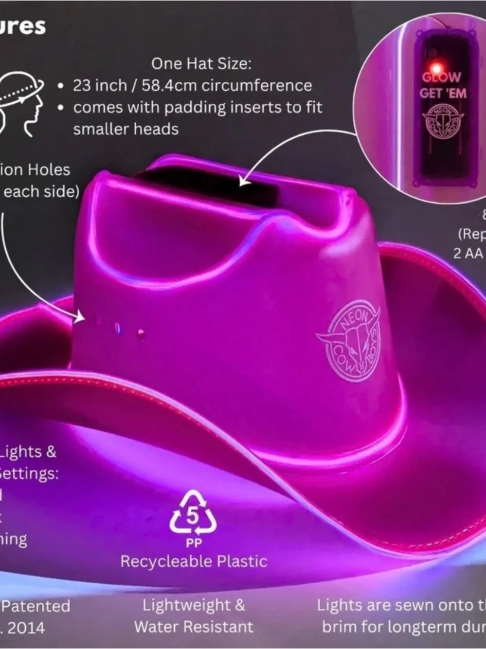 Neon Cowboy Pink Cowboy Hat